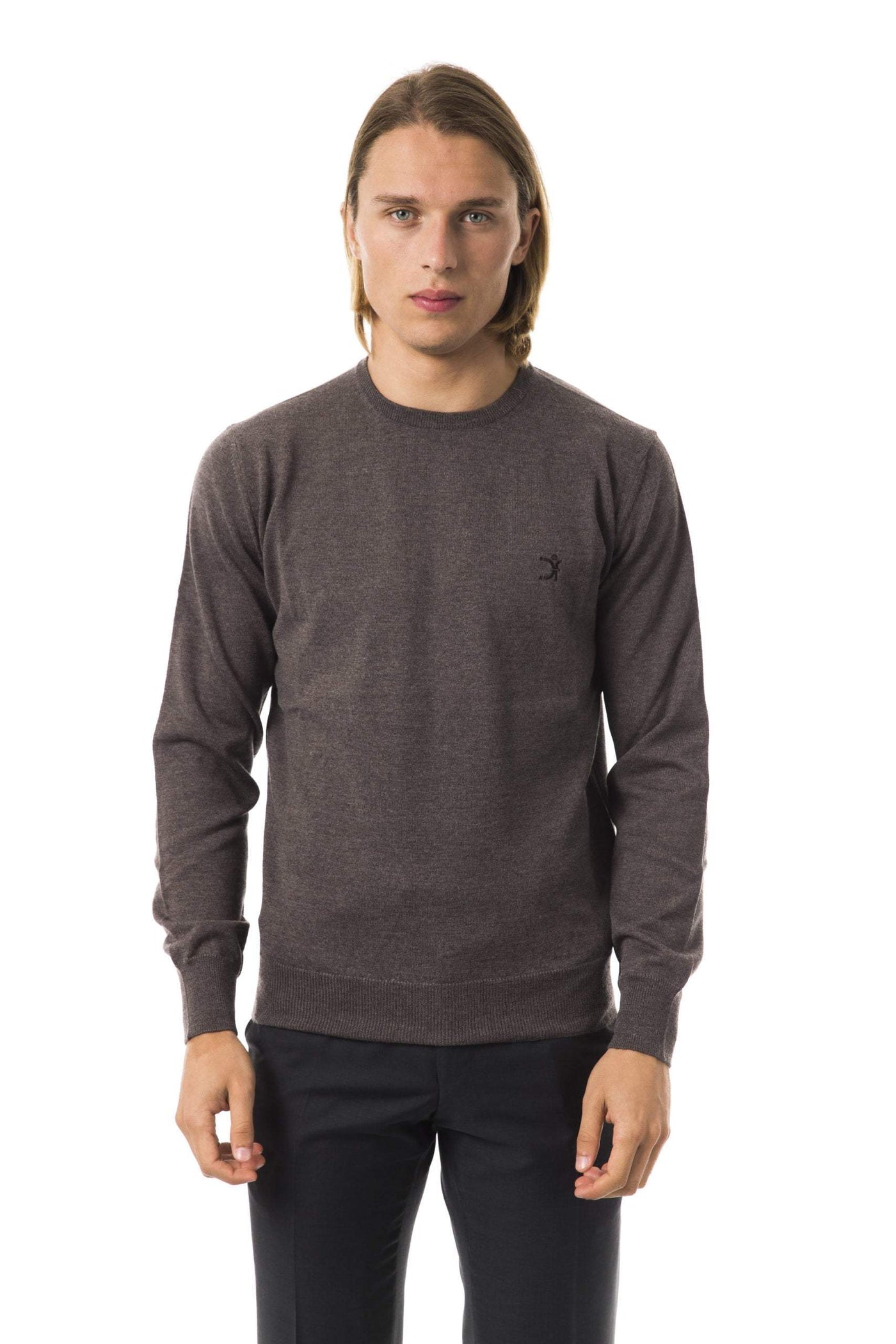 Uominitaliani emboidered  crew neck Sweater #men, feed-color-Gray, feed-gender-adult, feed-gender-male, Gray, L, Sweaters - Men - Clothing, Uominitaliani, XL, XXL at SEYMAYKA