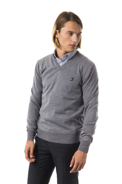 Uominitaliani v-neck emroidered Sweater #men, feed-color-Gray, feed-gender-adult, feed-gender-male, Gray, S, Sweaters - Men - Clothing, Uominitaliani, XL, XS at SEYMAYKA