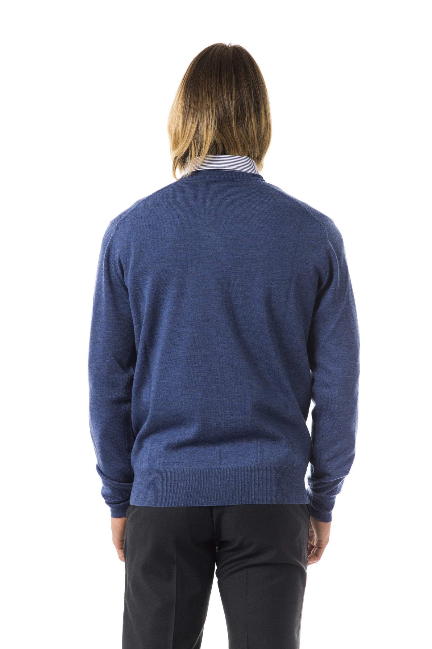 Uominitaliani v-neck emroidered Sweater #men, Blue, feed-color-Blue, feed-gender-adult, feed-gender-male, S, Sweaters - Men - Clothing, Uominitaliani at SEYMAYKA