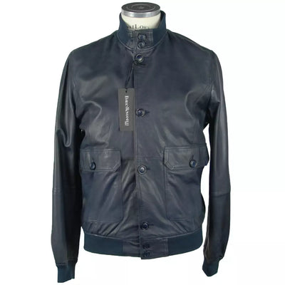 Emilio Romanelli Blue Leather Jacket