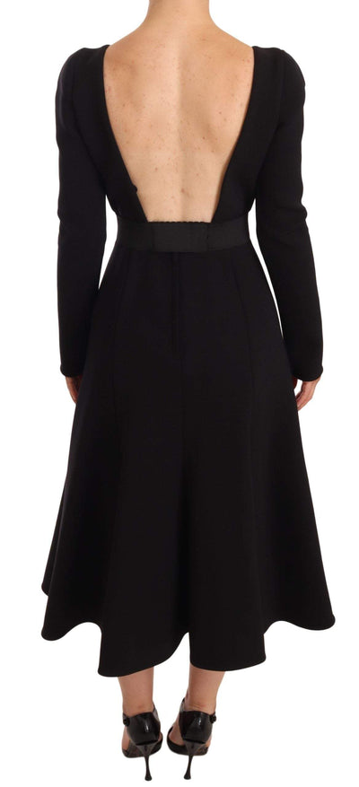 Dolce & Gabbana Black Wool Stretch Sheath Open Back Dress Black, Dolce & Gabbana, Dresses - Women - Clothing, feed-1, IT38|XS, IT40|S at SEYMAYKA